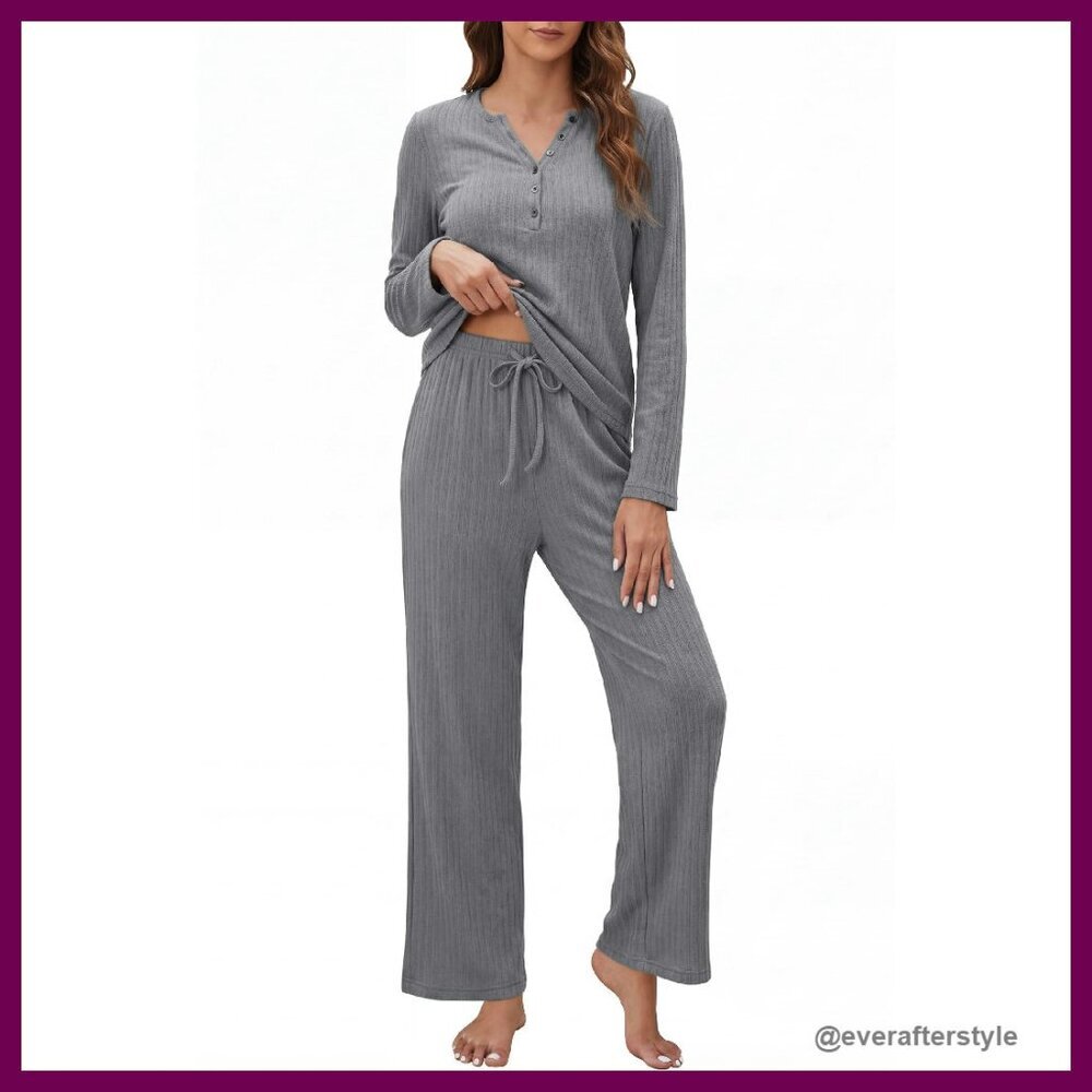 Maternity Nursing Pajama Set 2 Piece Cotton Lounge Wear with Pockets